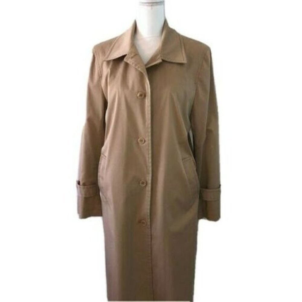 Rebecca Taylor Trench Coat Size 10 Womens Lining Interior Pocket Tan Peach USA